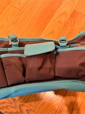 NWT Scrap Paper Scissors Mini Craft Organizer Tote | Teal & Brown | 26 Pockets